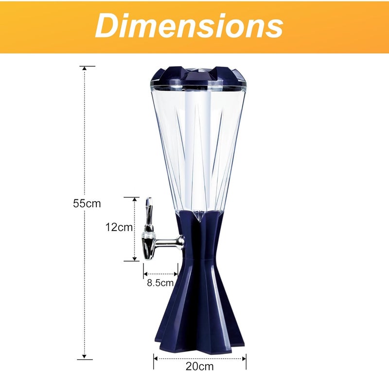 SERdeerCH 3L Beer Tower Drink Dispenser with Ice Tube & LED Light - Ideal for Home, Bar, Party - Image 2